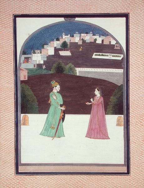 Listopad: Spotkanie, Baramasa, Szkoła Pahari, Himachal Pradesh autorstwa Indian School