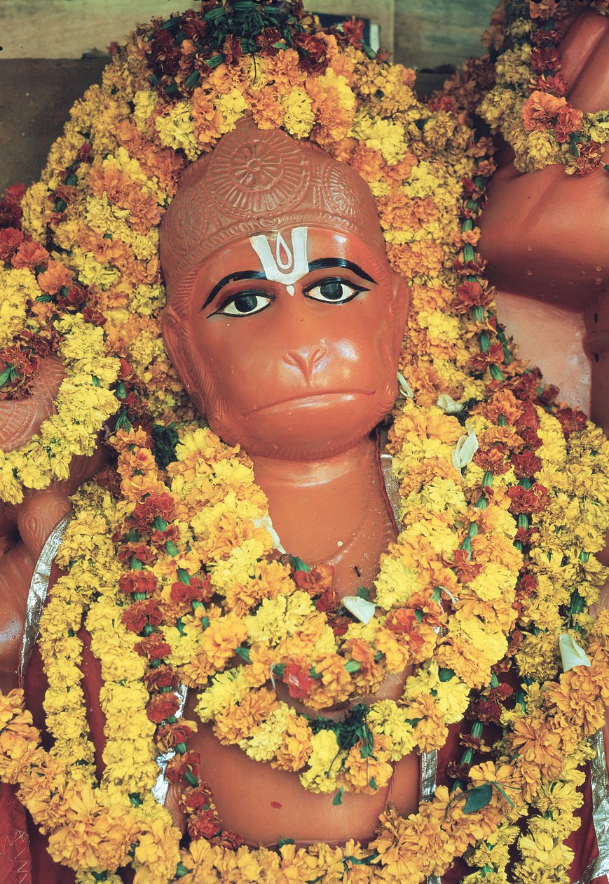 Hanuman, Bóg Małp (inkrustowana emalia) autorstwa Indian School