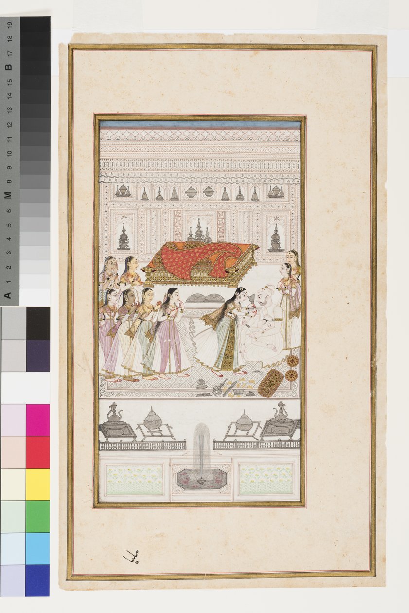 Manohar pada w ramiona ojca, ok. 1710 autorstwa Indian School