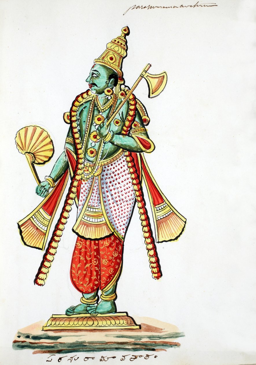 Rama z siekierą (Parashurama) (wc na papierze) autorstwa Indian School