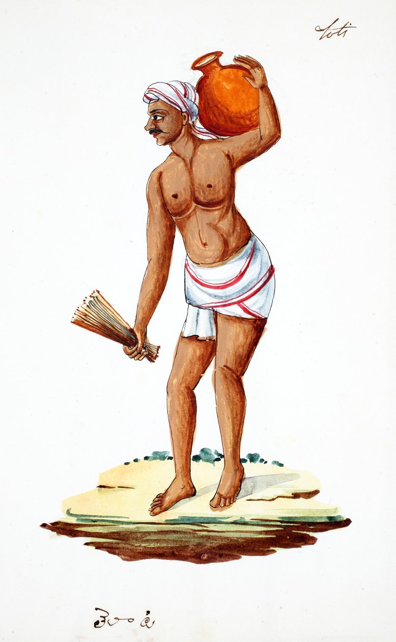 Zamiatarka niosąca wodę (wc na papierze) autorstwa Indian School