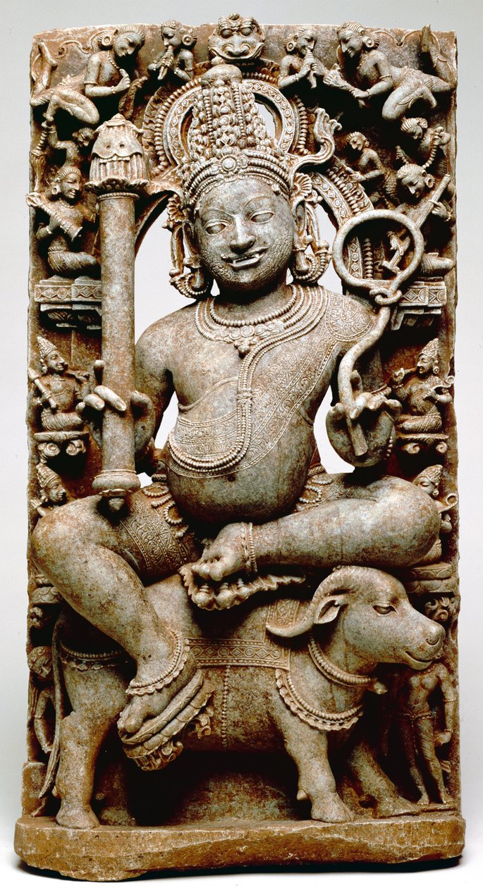 Yama, z Bhubaneswar, Odisha, 1100 AD (łupki) autorstwa Indian School