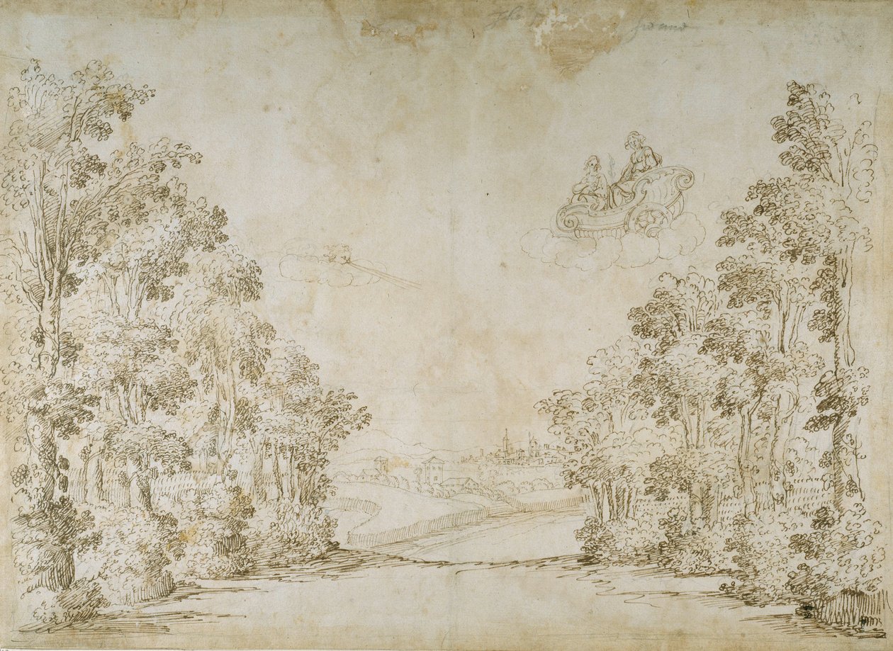 Spokojny kraj (pióro i atrament na papierze) autorstwa Inigo Jones