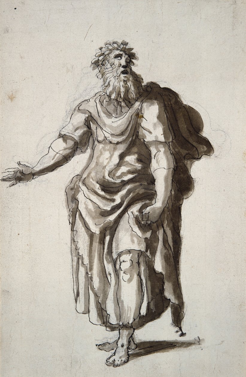 Merlin, ok. 1610 (pióro i atrament na papierze) autorstwa Inigo Jones