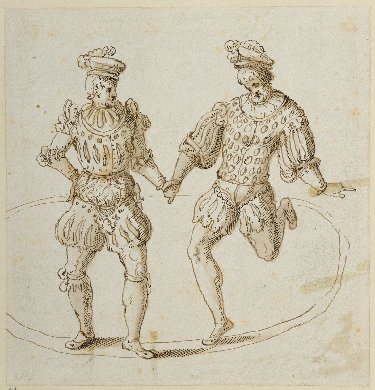 Tancerze walijscy (pióro i atrament na papierze) autorstwa Inigo Jones
