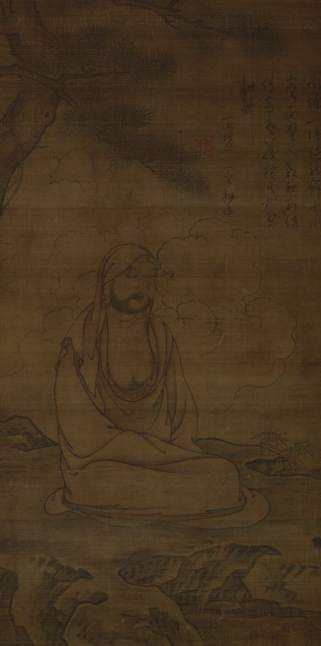 Bodhidharma pod sosną autorstwa Inscription by Issan Ichinei