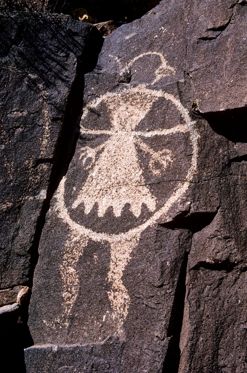 Petroglify Anasazi, akwaforty na ścianach w NM. autorstwa Ira Block