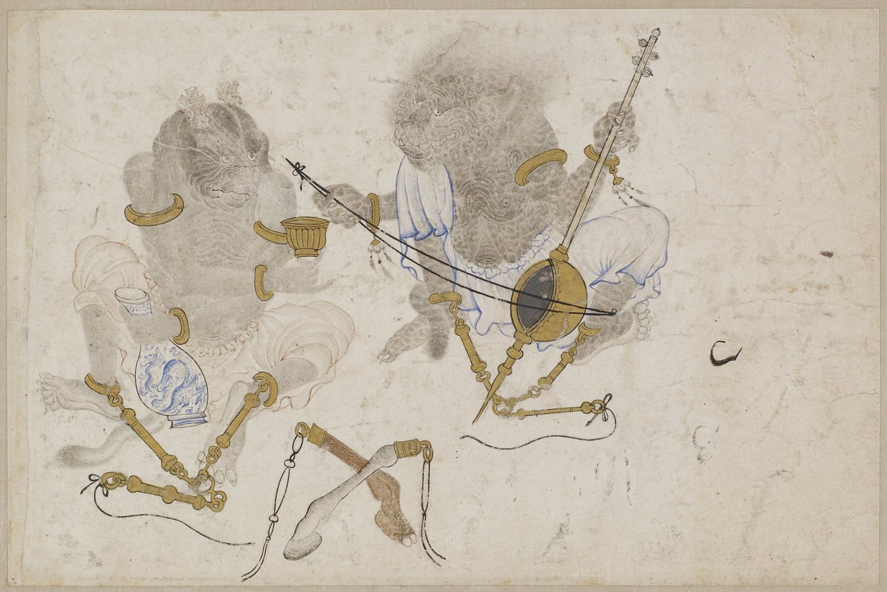 Dwa skrępowane demony, XV wiek autorstwa Iranian Master
