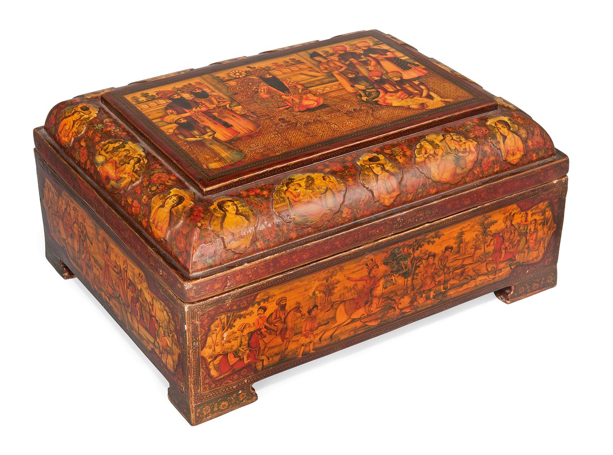 Kajar Casket (Lankkurel Papir-Mache) (C również 202-6) autorstwa Iranian School
