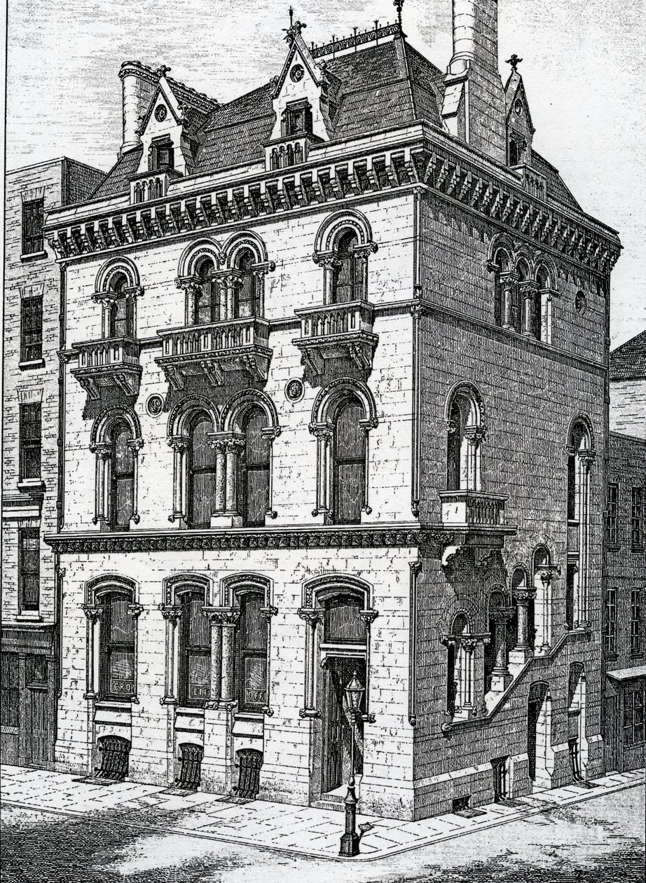 Crown Life Office, Dublin, opublikowane w "The Architect ix", 1873 r. autorstwa Irish School