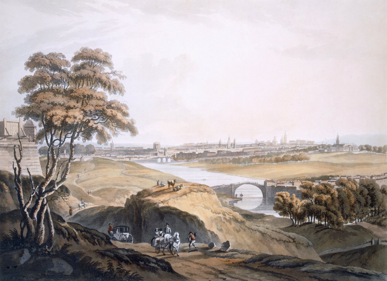 Widok Dublina (wc na papierze) autorstwa Irish School