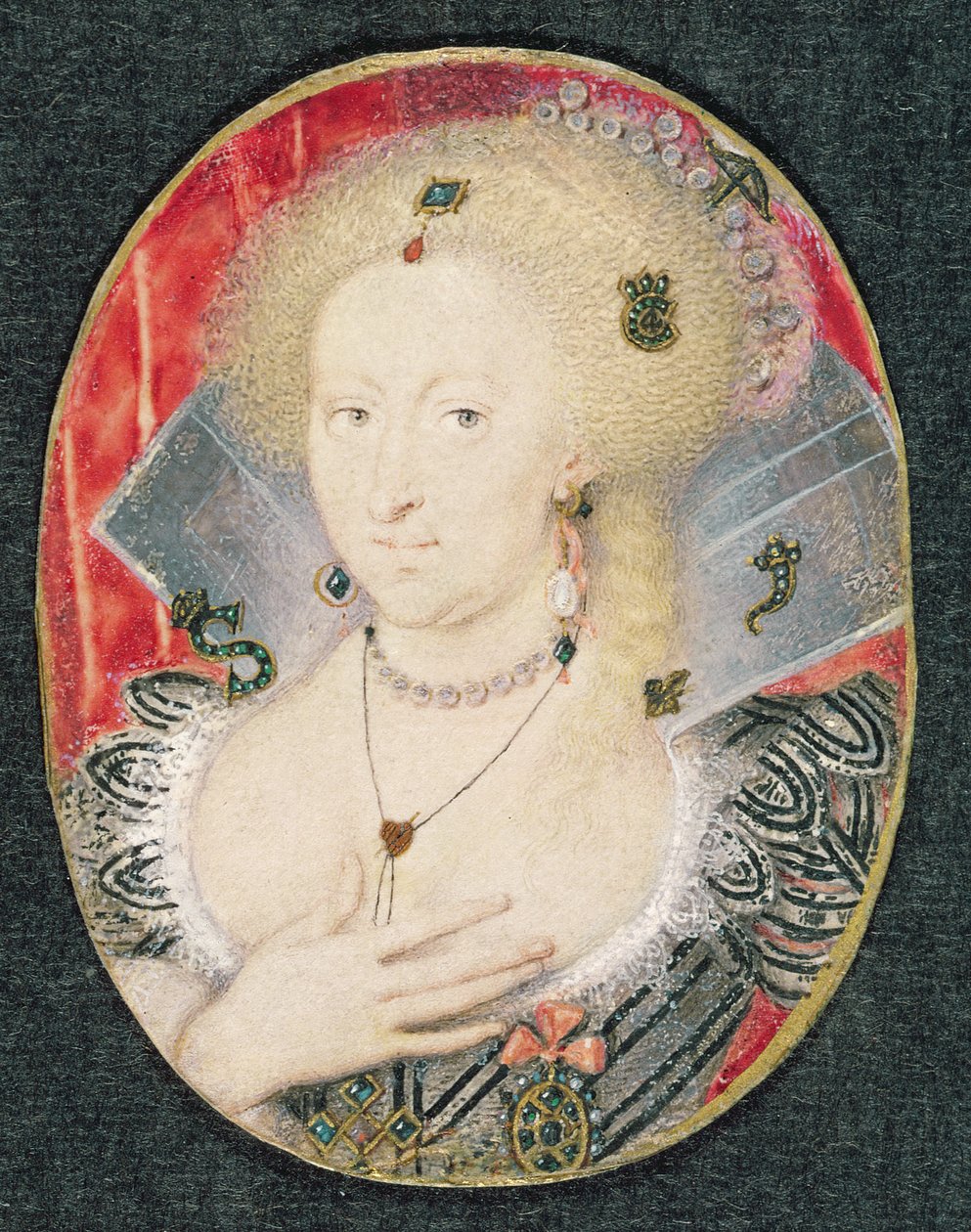 Królowa Anna duńska, miniatura autorstwa Isaac Oliver