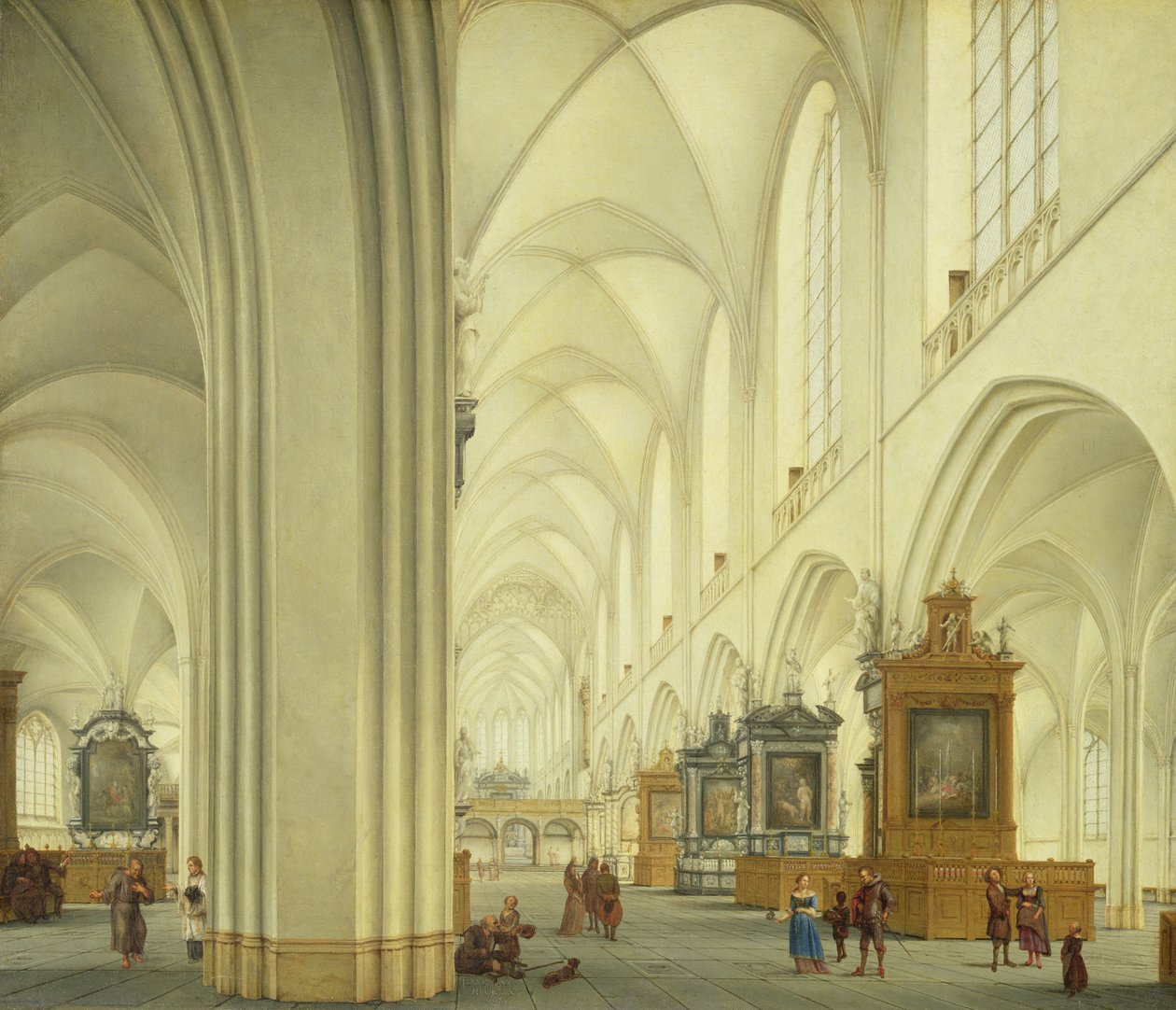 Wnętrze katedry w Antwerpii, c.1668 autorstwa Isaac van Nickele