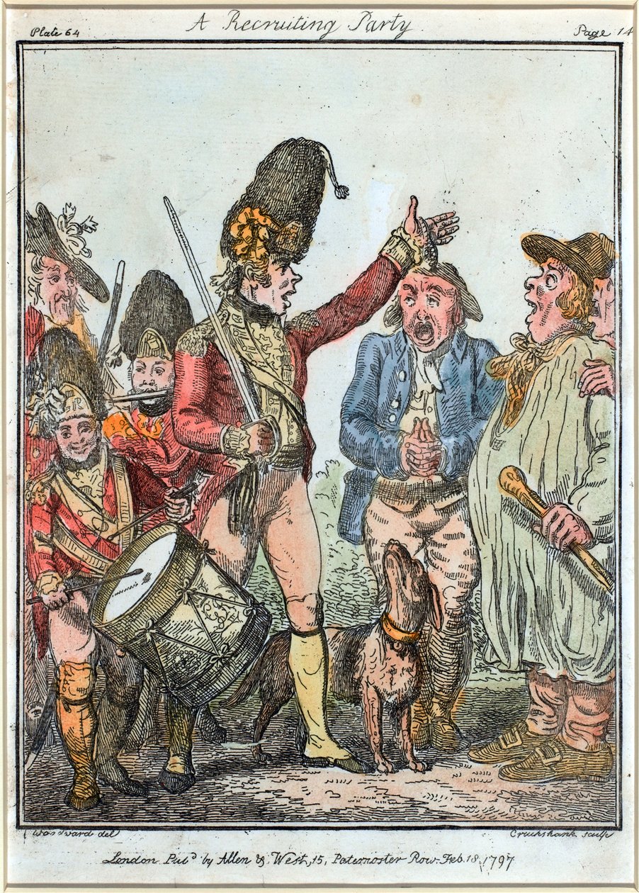 „Grupa rekrutacyjna” autorstwa Isaac (after) Cruikshank
