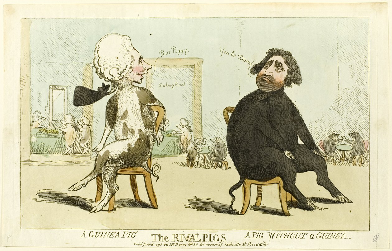 Rywalizujące świnie autorstwa Isaac Cruikshank