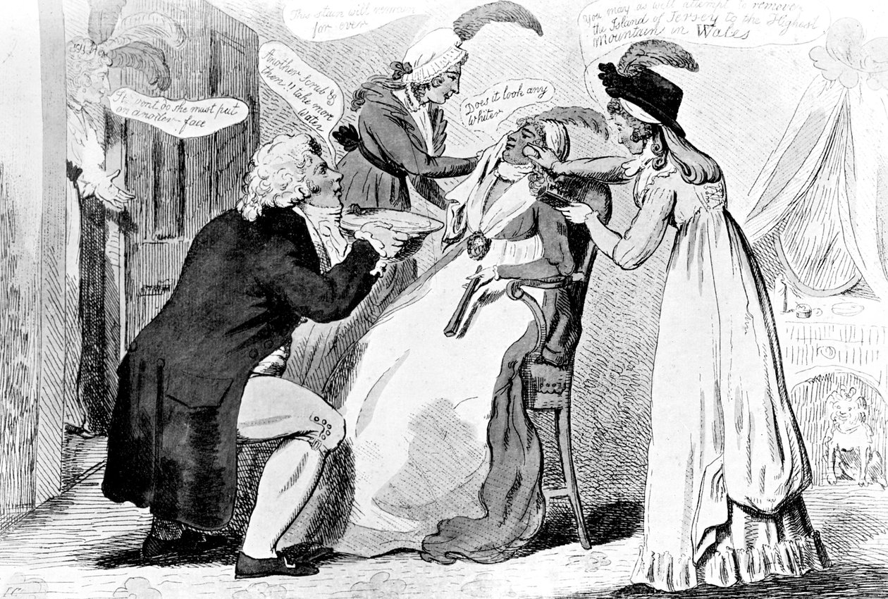 Mycie Blackamoor, 1795. autorstwa Isaac Cruikshank