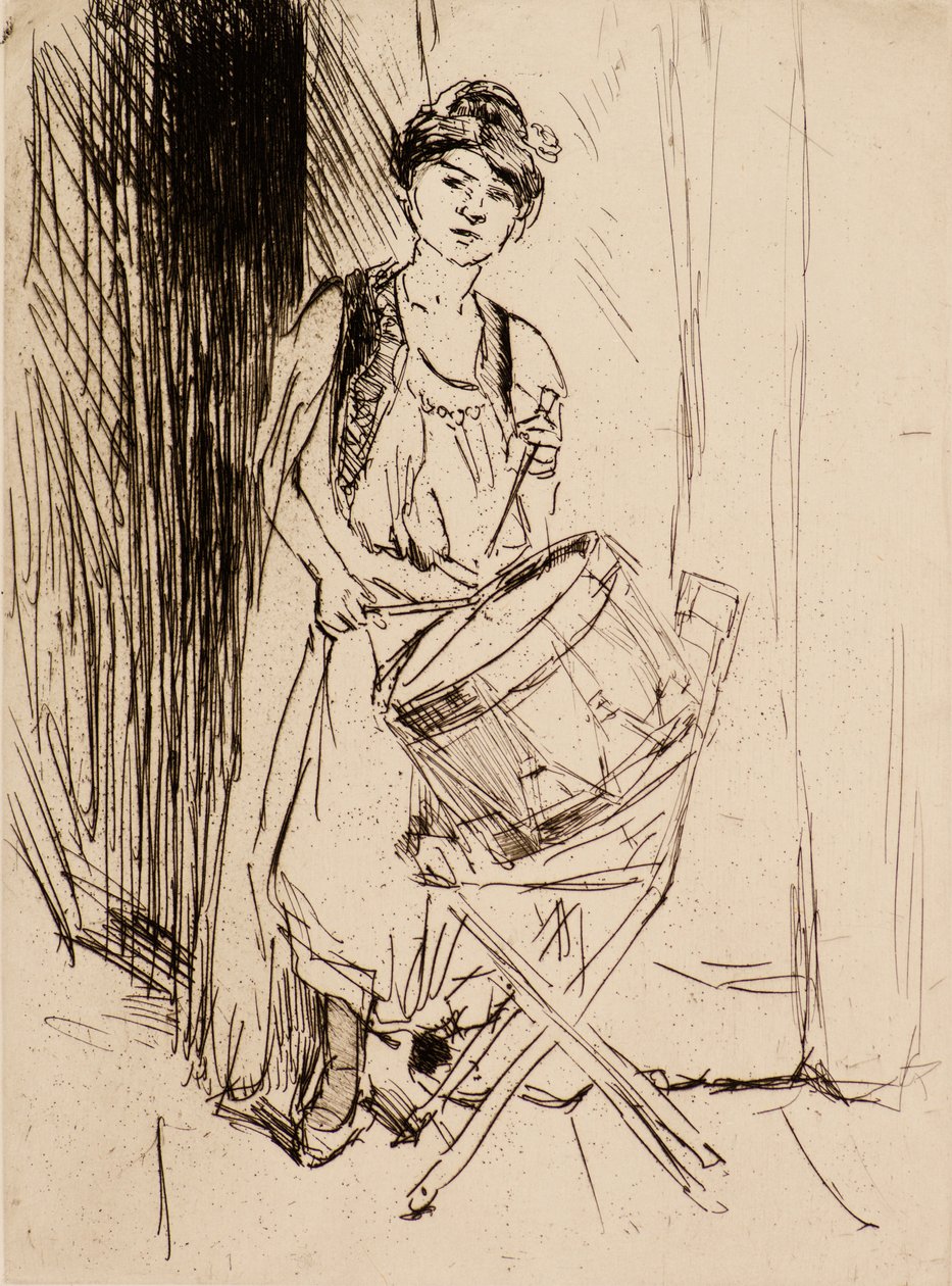 Dama z bębnem (akwaforta) autorstwa Isaac Israels