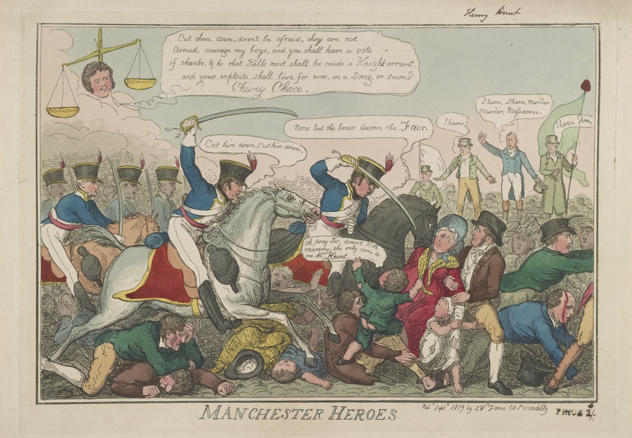 Bohaterowie Manchesteru, 1819 autorstwa Isaac Robert Cruikshank