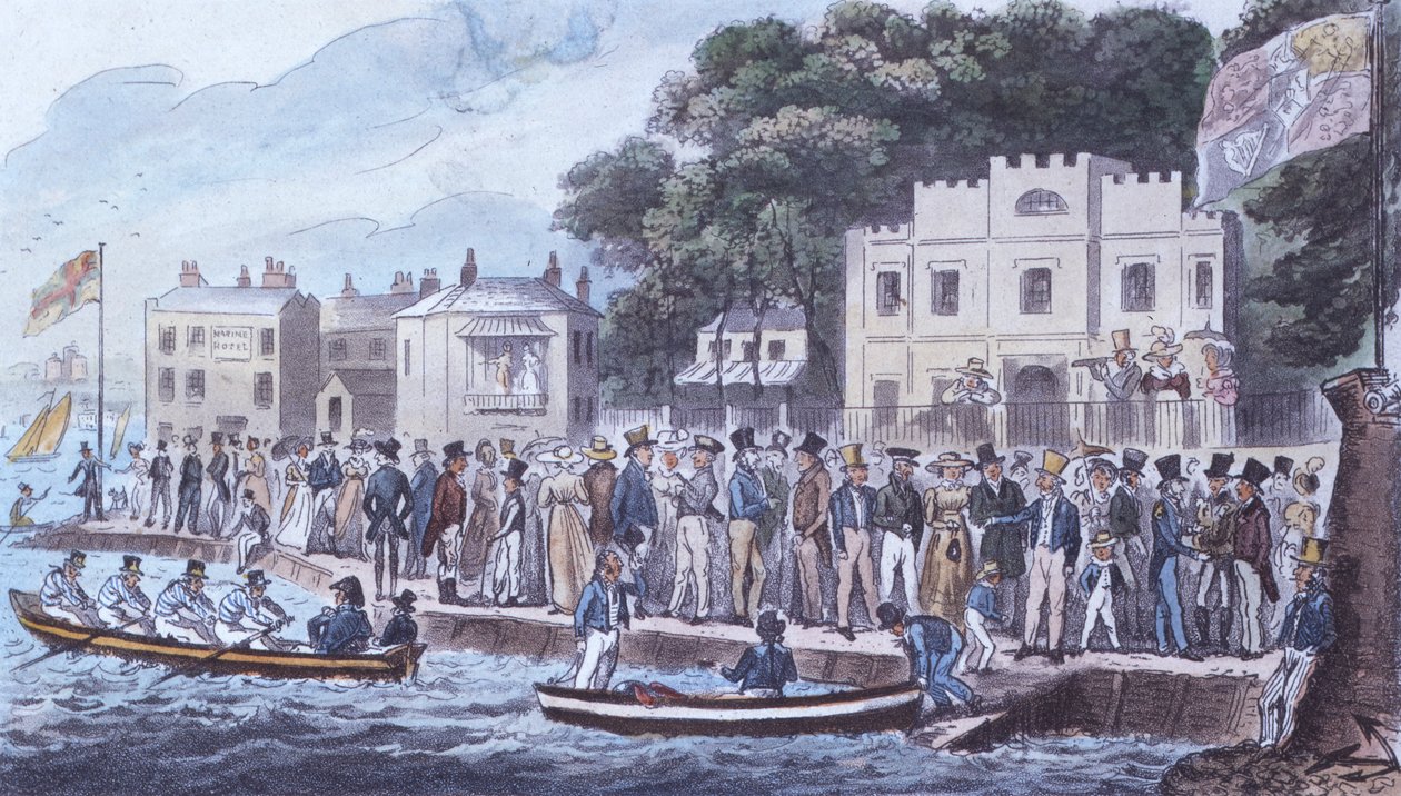 Promenada w Cowes, 1825 autorstwa Isaac Robert Cruikshank