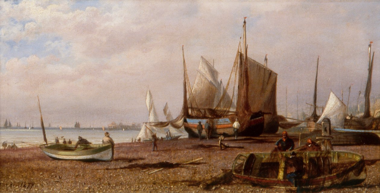 Plaża Brighton z łodziami wędkarskimi autorstwa Isaac Walter Jenner