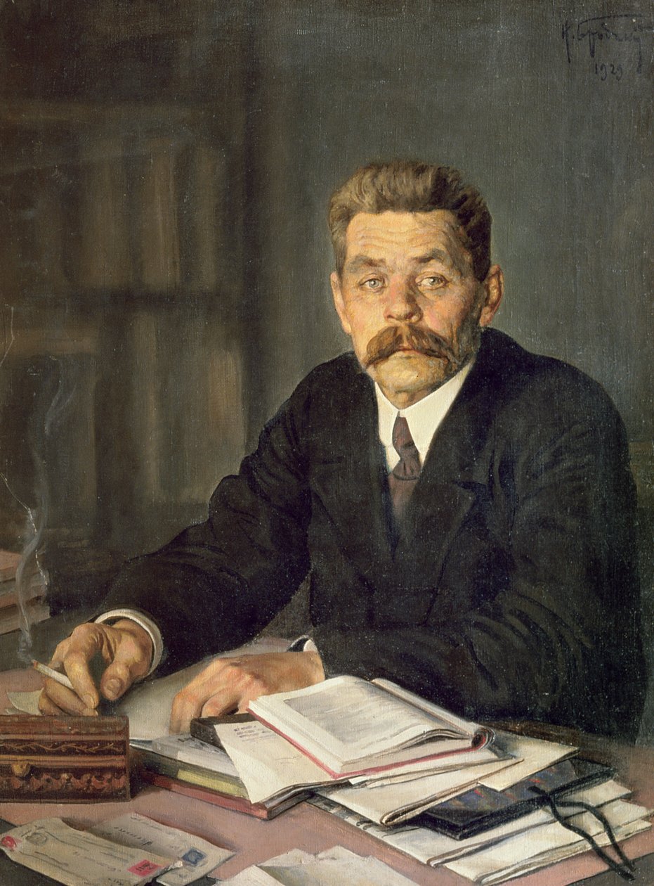 Portret autora Maksyma Gorkiego (1868-1939), 1929 autorstwa Isaak Israilevich Brodsky