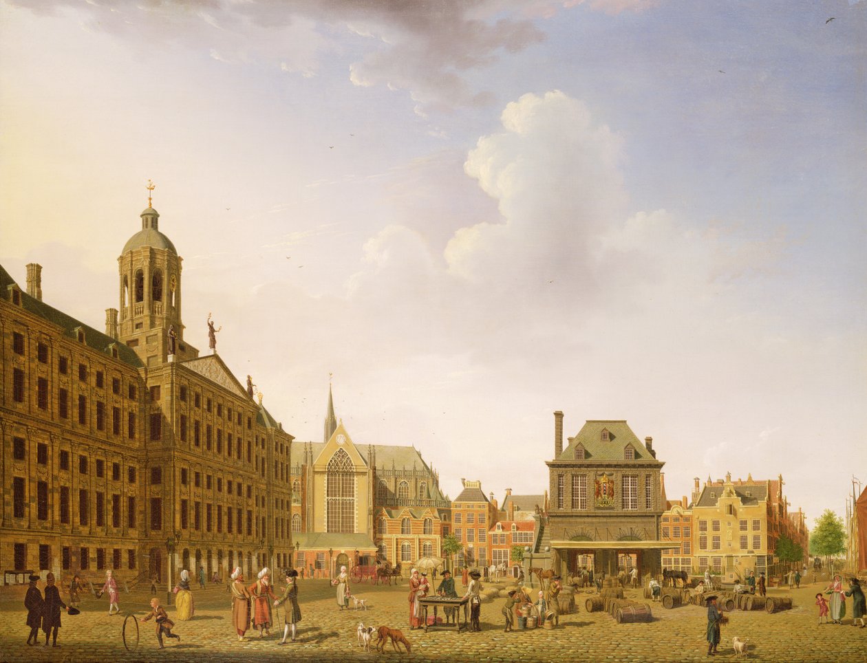 Plac Dam - Amsterdam, 1782 autorstwa Isaac Ouwater