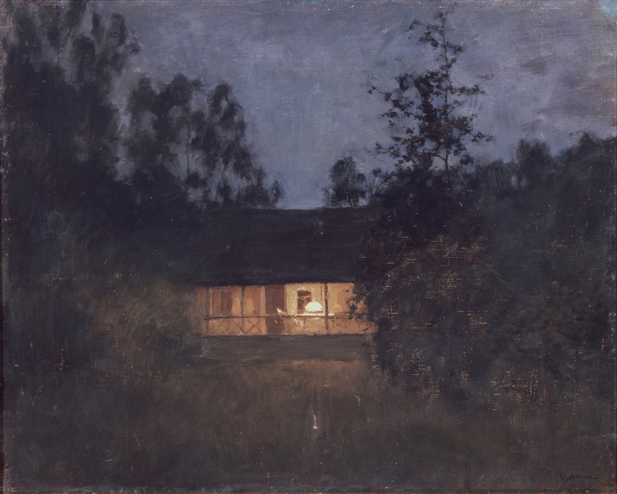 Wiejski dom o zmierzchu, lata 90. XIX wieku autorstwa Isaak Ilyich Levitan