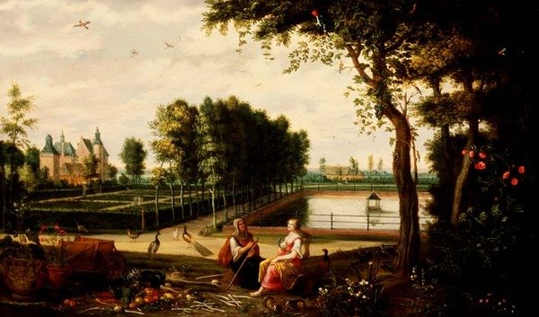 Vertumnus i Pomona (panel) autorstwa Isaak van Oosten