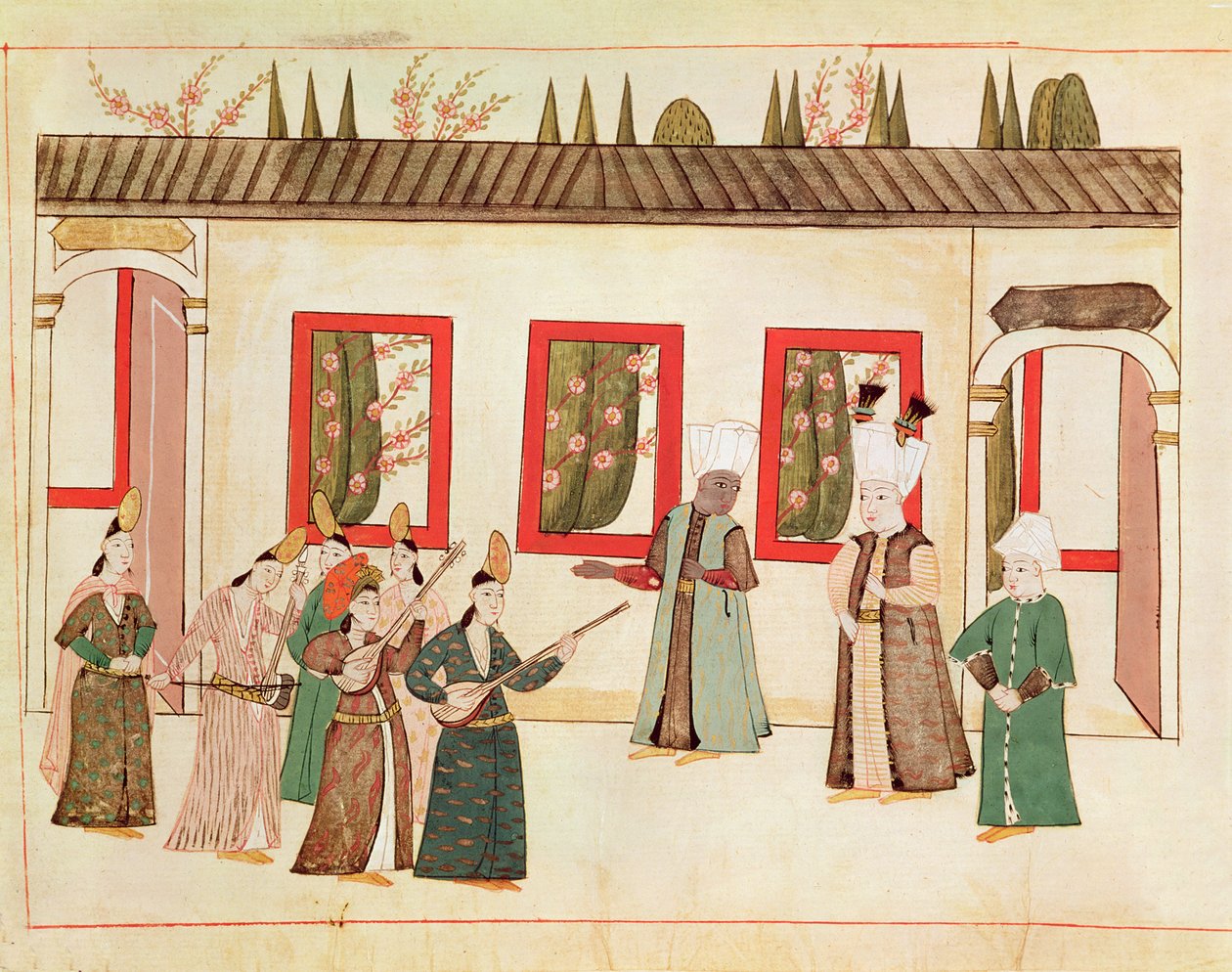 Ms 1671 Sułtan ze swoim faworytem w towarzystwie muzyków i śpiewaków, ok. 1580 autorstwa Islamic School