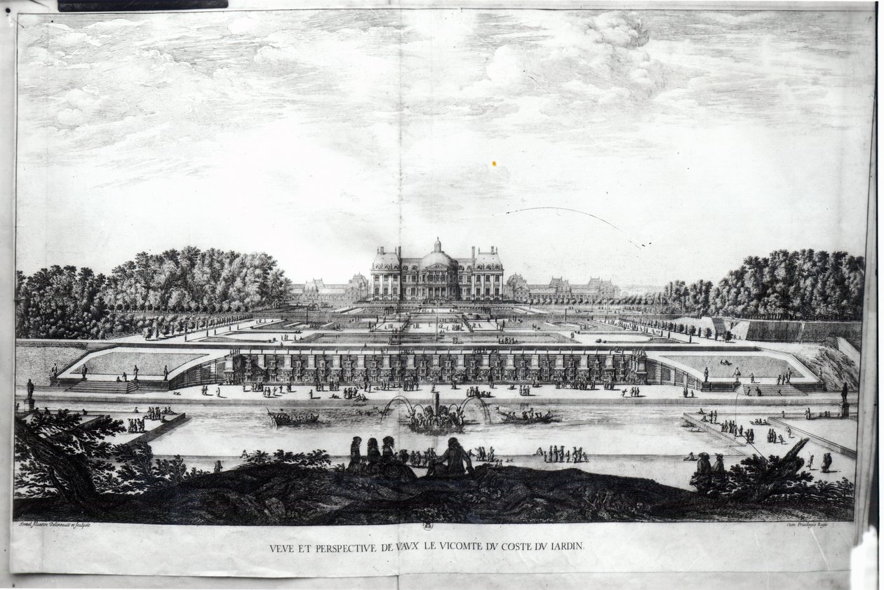 Perspektywa Widok na fasadę ogrodową zamku Vaux-le-Vicomte autorstwa Israël Silvestre the Younger