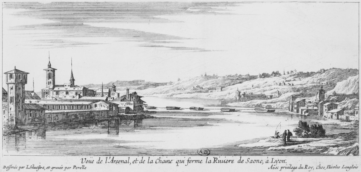 Widok na Arsenał i rzekę Saone, Lyon autorstwa Israël Silvestre the Younger