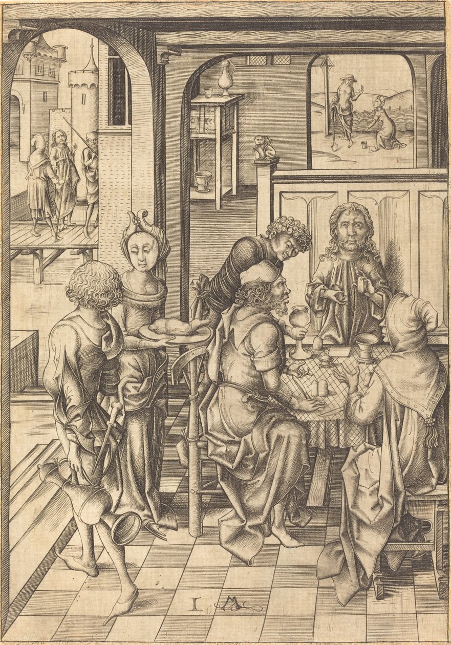 Chrystus w Emaus, c. 1480. autorstwa Israhel van Meckenem