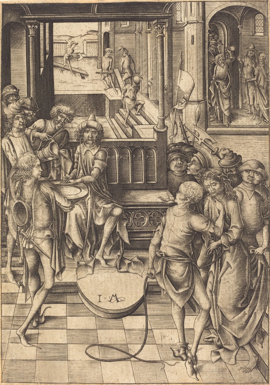 Chrystus przed Piłatem, ca. 1480. autorstwa Israhel van Meckenem