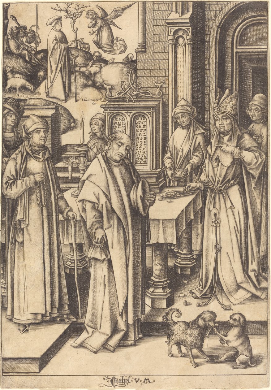 Ofiara Joachima, c. 14901500. autorstwa Israhel van Meckenem