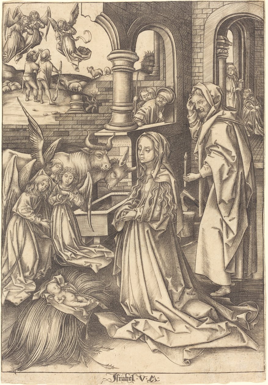 Narodzenia, c. 14901500. autorstwa Israhel van Meckenem