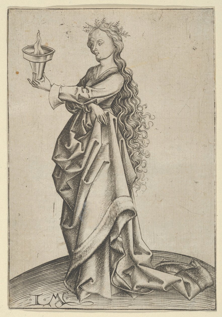 Trzecia Mądra Dziewica, ca. 1450-1503. autorstwa Israhel van Meckenem