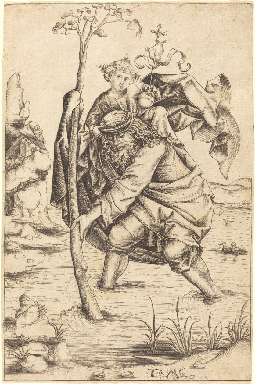 Święty Krzysztof autorstwa Israhel van Meckenem after Master of the Housebook
