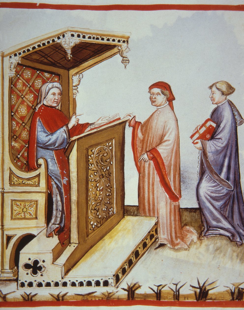 Nova 2644 fol.4r Ububchasym de Baldach (Ibn Butlan) pisze Tacuinum Sanitatis (Utrzymanie zdrowia), ilustracja z Tacuini Sanitatis Codex Vindobonensis autorstwa Italian School