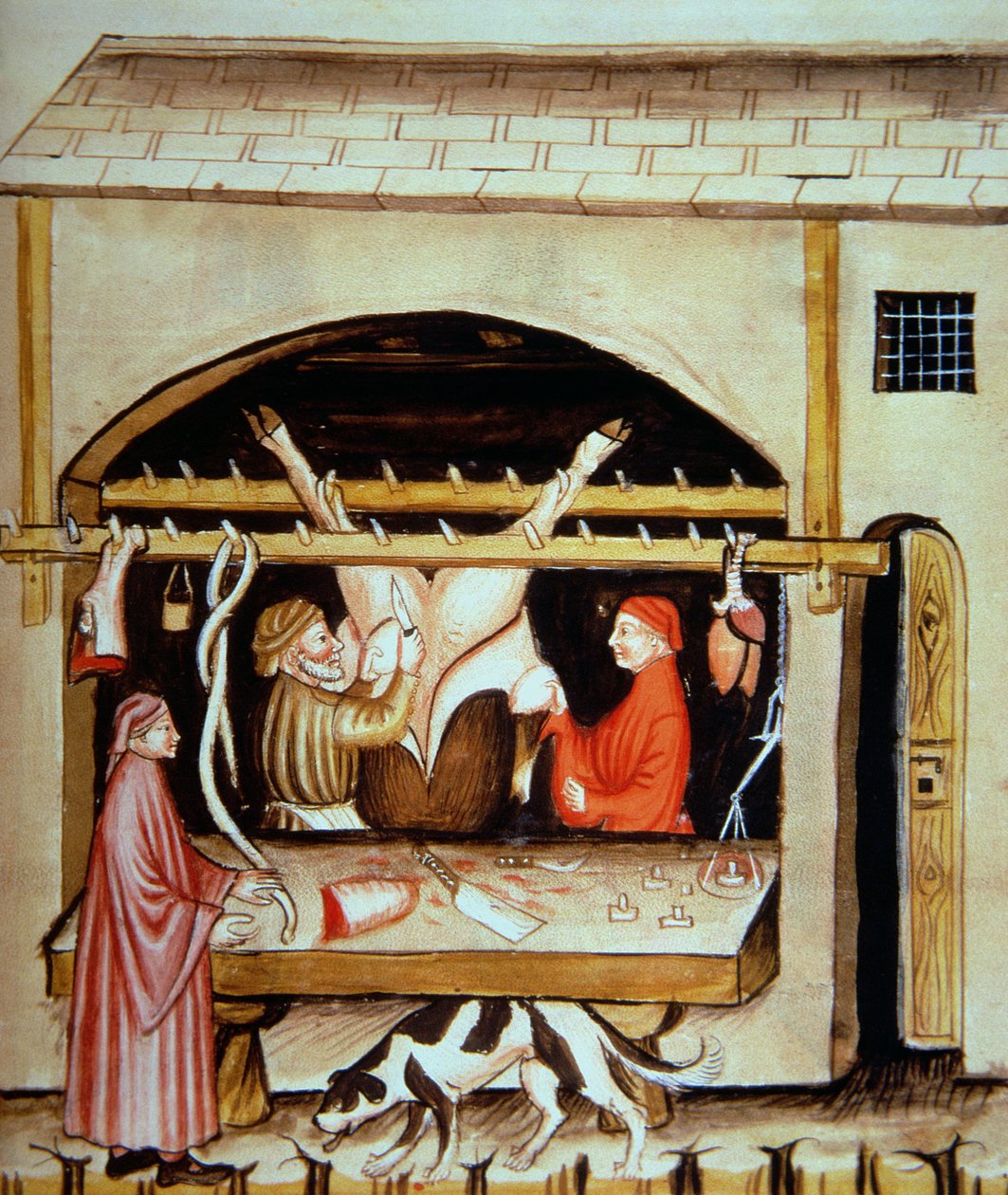 Nova 2644 fol.79r Rzeźnicy: Usunięcie wymion z Tacuinum Sanitatis autorstwa Italian School