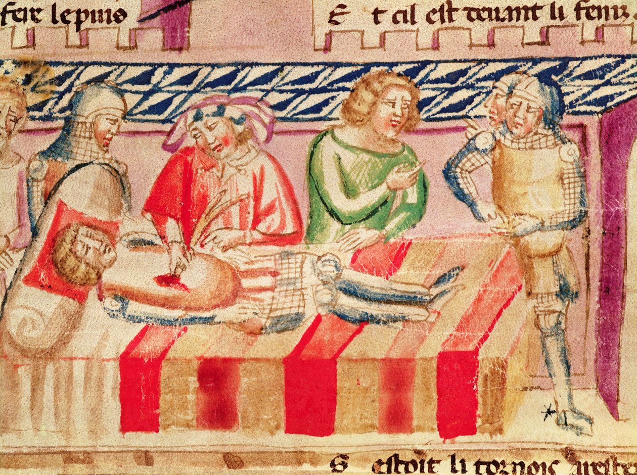 Operacja na rannym żołnierzu z „Roman de Troie” autorstwa Italian School