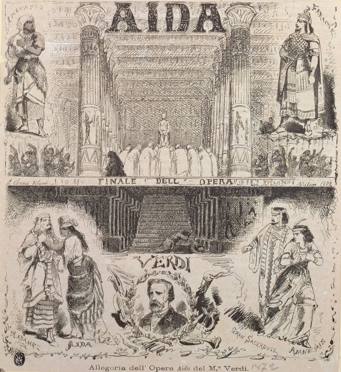 Plakat reklamujący przedstawienie "Aidy" Verdiego, 1872 r. autorstwa Italian School
