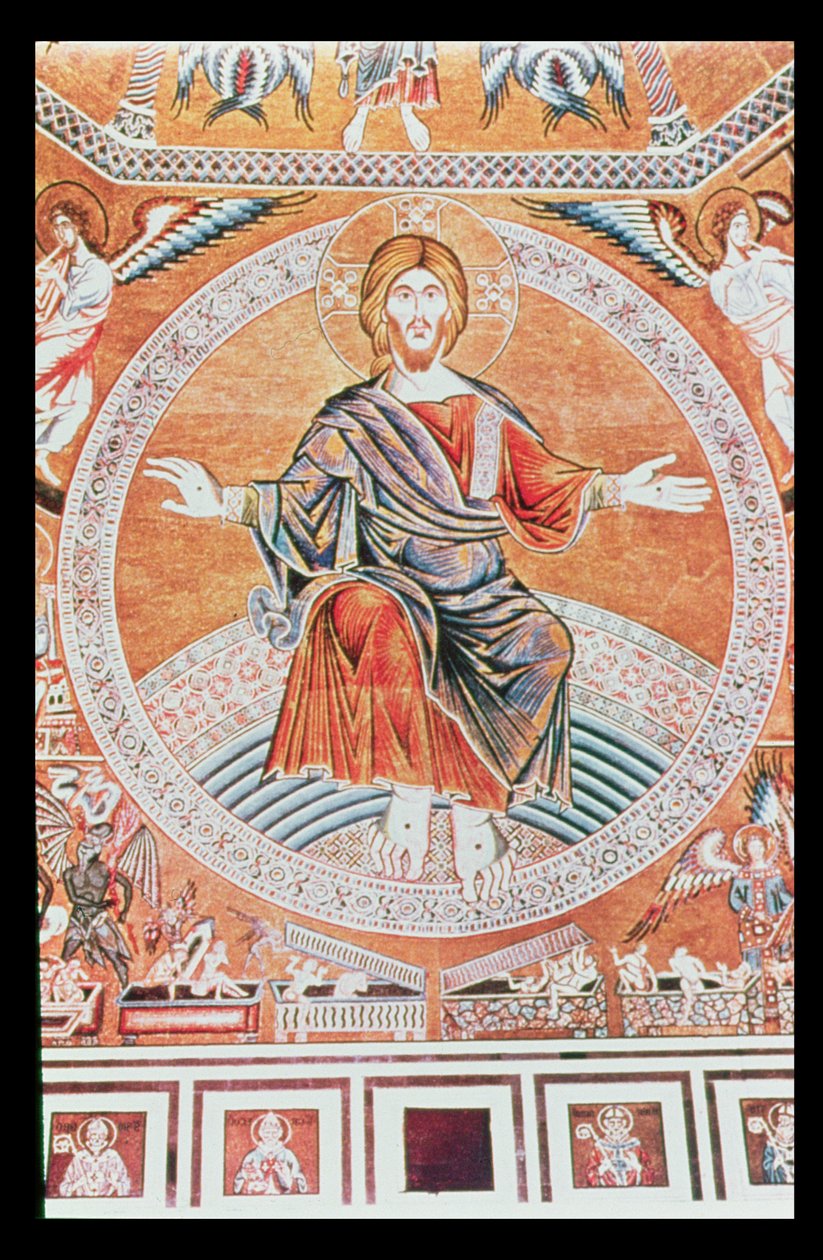 Reprodukcja mozaiki Sądu Ostatecznego w baptysterium we Florencji autorstwa Italian School