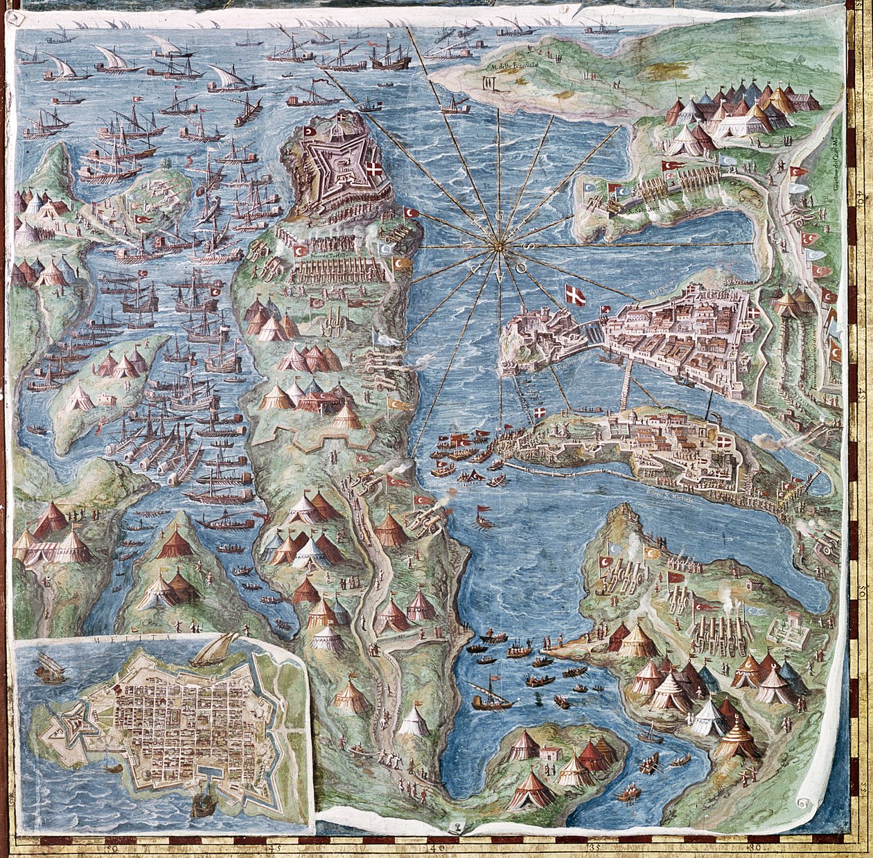 Oblężenie Malty, fragment z „Galerii Map Geograficznych”, 1580-83 (patrz także 260199) autorstwa Italian School