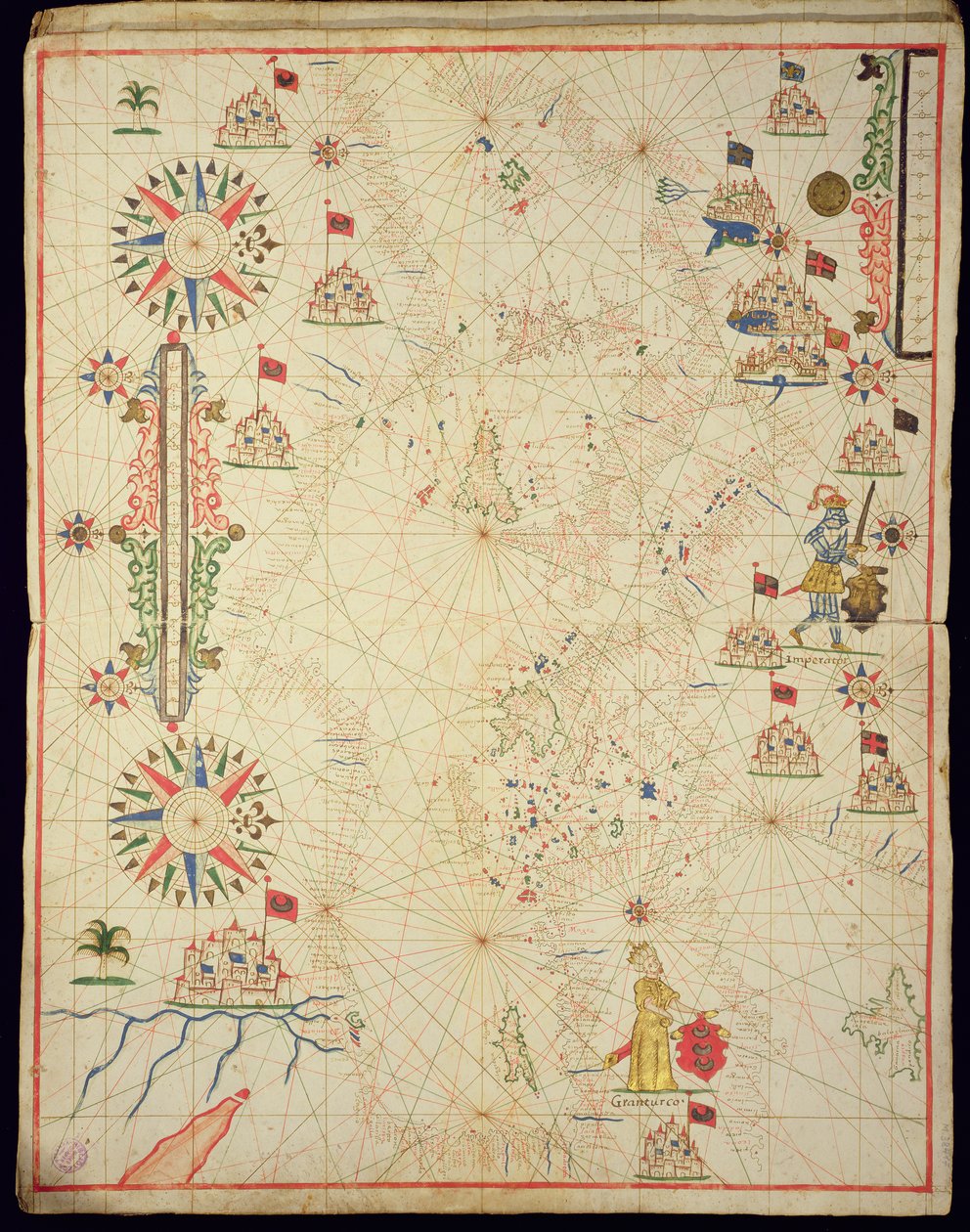 Basen Morza Śródziemnego, z atlasu morskiego, 1646 (atrament na welinie) (patrz także 330937-330938) autorstwa Italian School