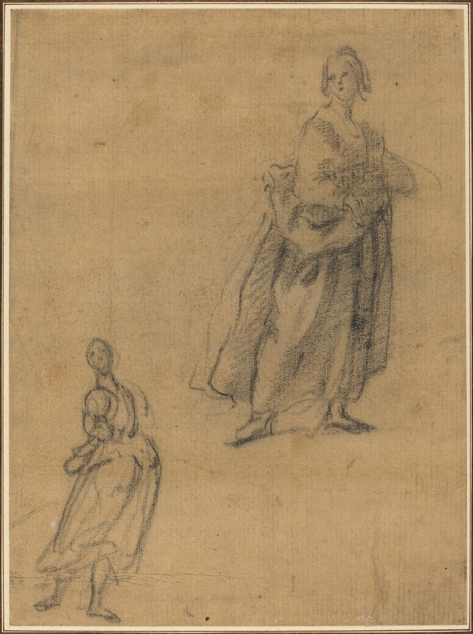 Dwa studia o stojącej kobiecie autorstwa Italian 17th Century