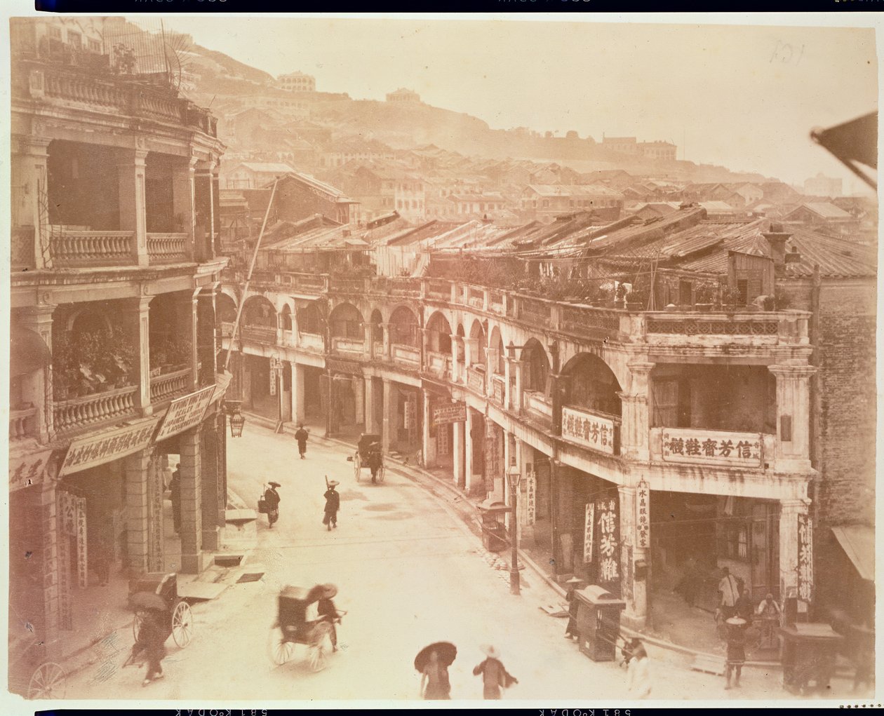 Ulica w Hongkongu (druk albumowy) autorstwa Italian School