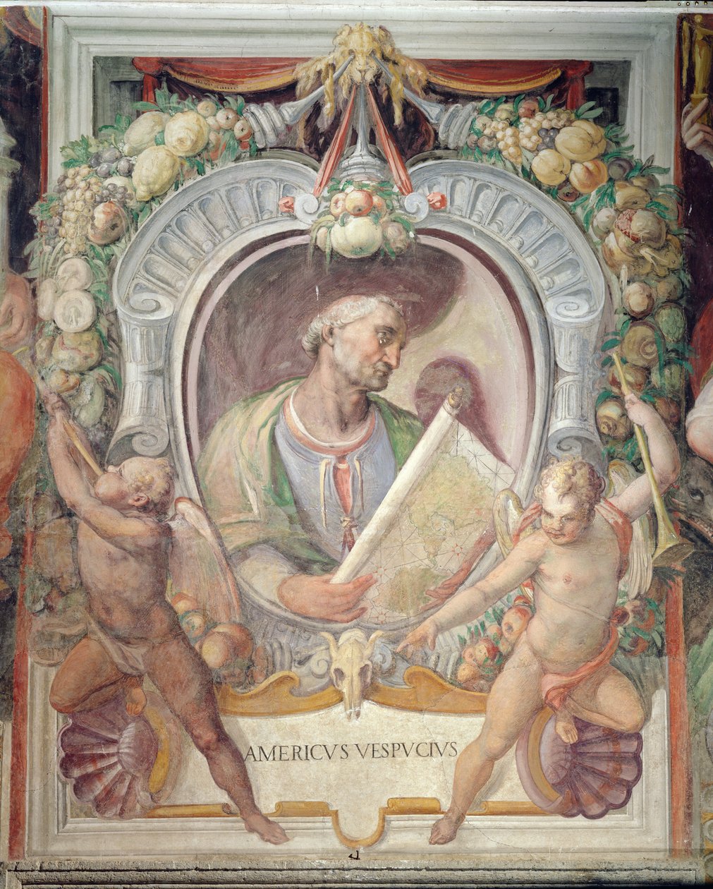 Amerigo Vespucci, w Sala del Mappamondo autorstwa Italian School