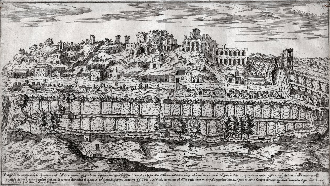 Circus Maximus, Rzym. (rytownictwo autorstwa Italian School
