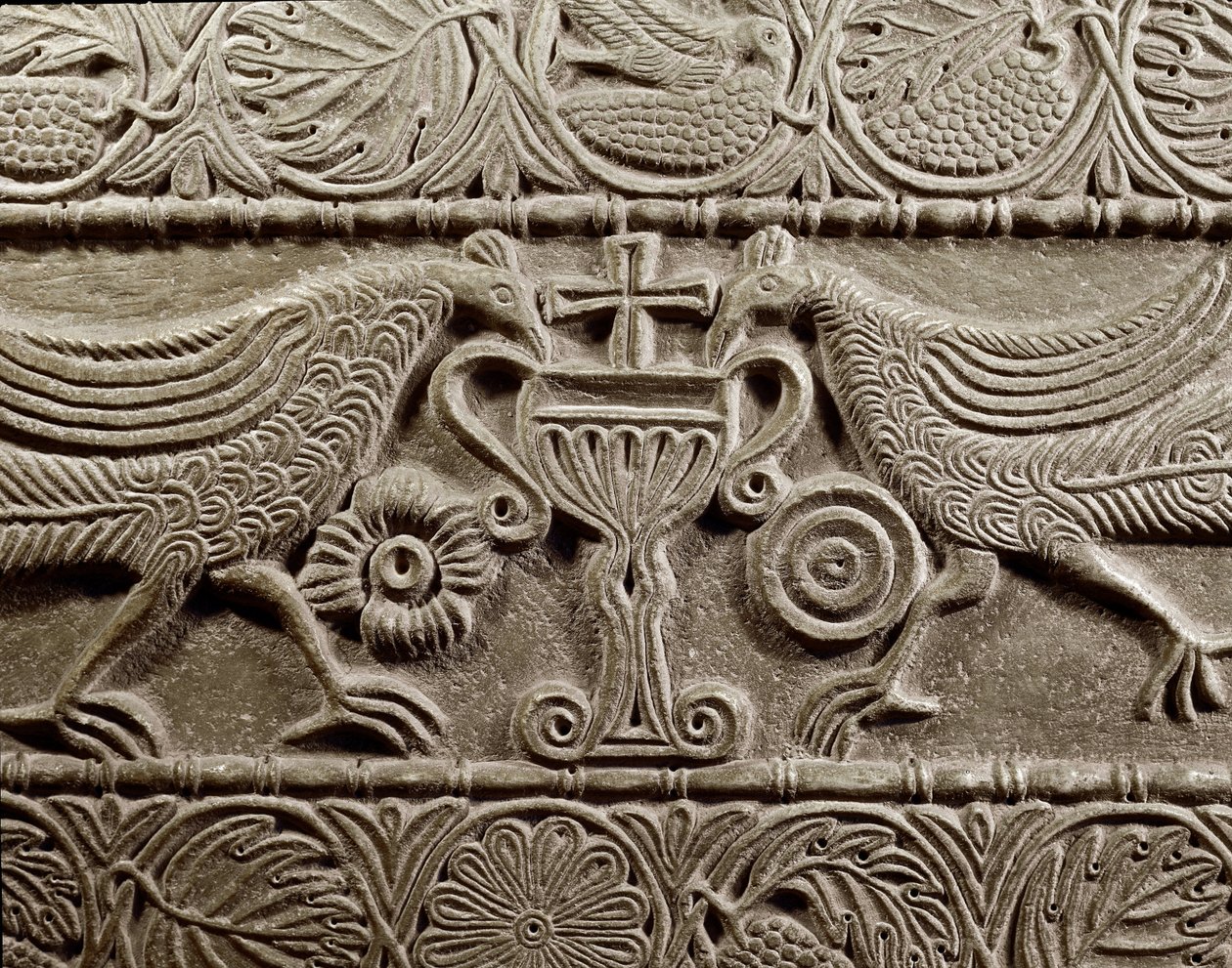 Fragment obrazu „Chrystus w majestacie” (kamień) autorstwa Italian School