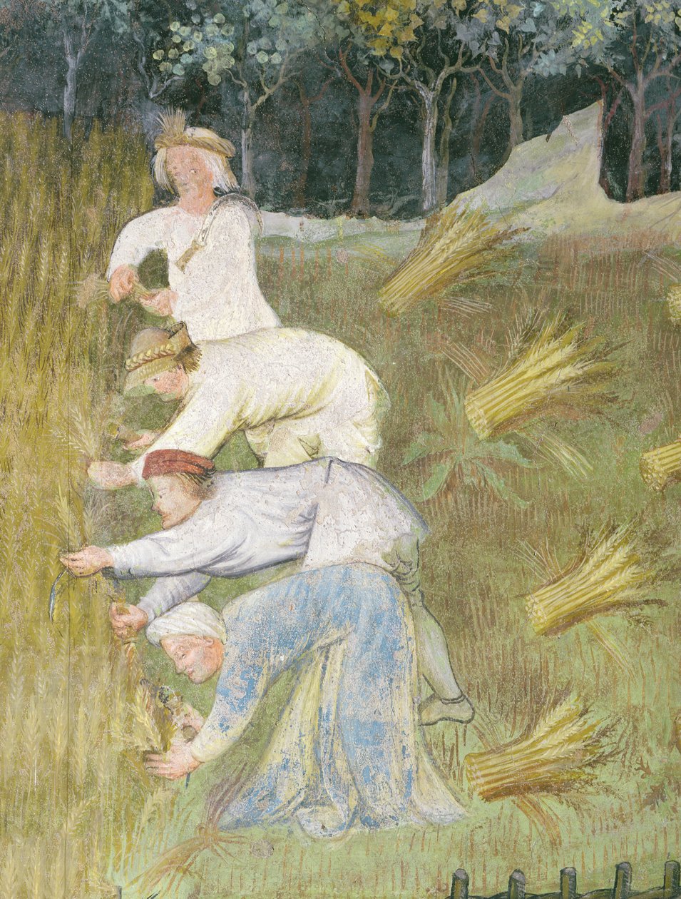 Zbiór pszenicy, detal (fresk) autorstwa Italian School
